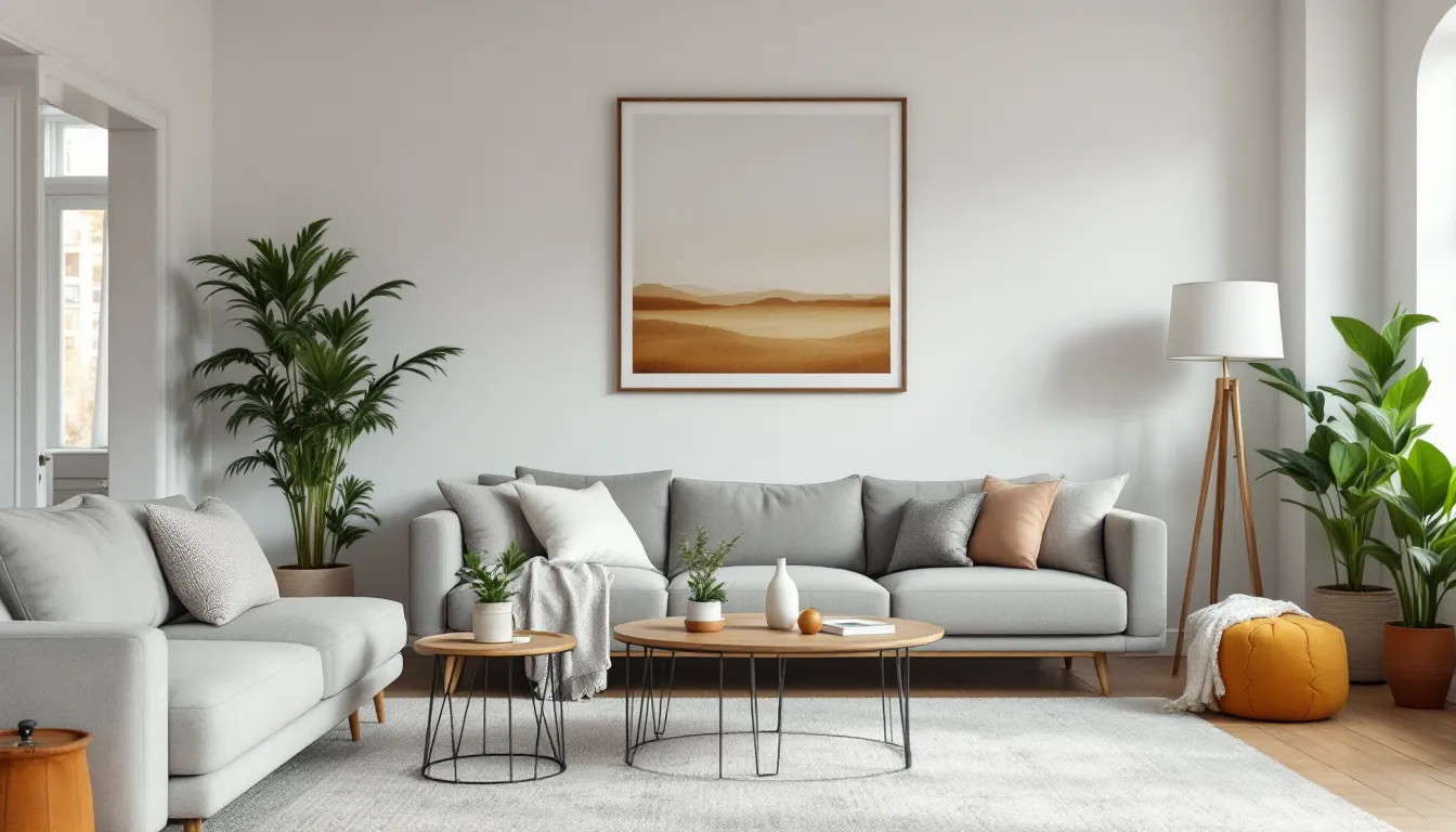 Woman in a bright living room doing at-home cardio warm-up on an exercise mat.